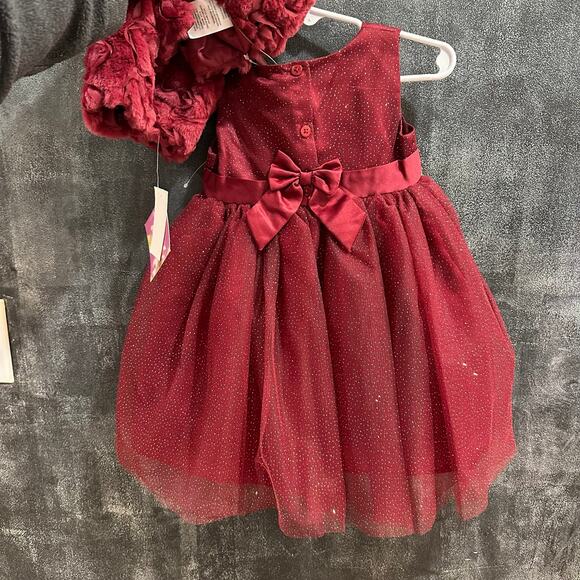 NEW Blueberi Boulevard Dress And Shrug, Burgundy, Tulle and Roses, Sz 2T (2A) - Picture 8 of 9